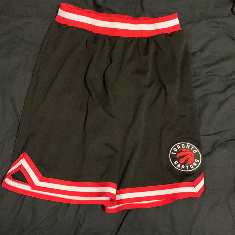 Raptors shorts (black with red and white stripes)